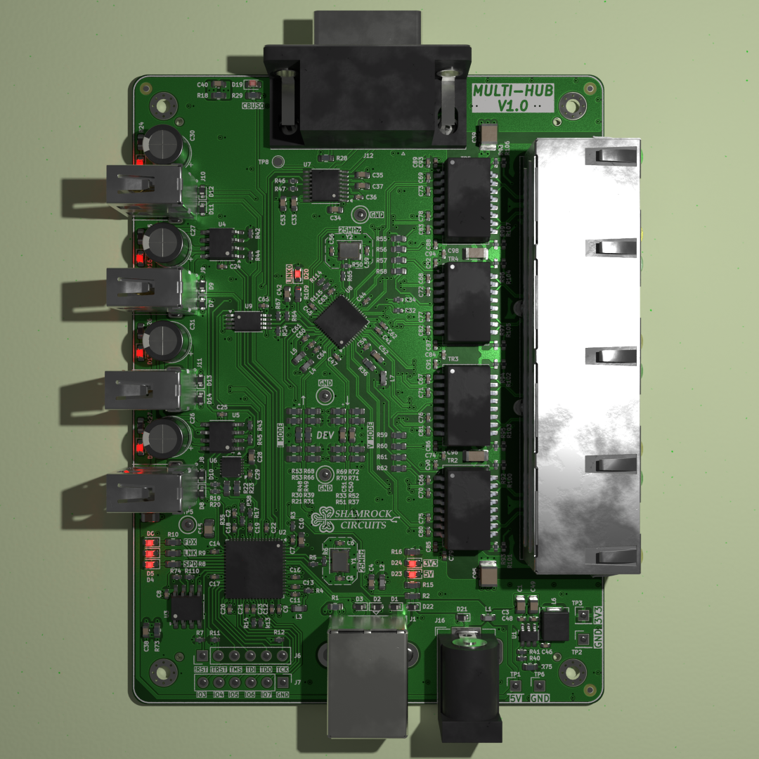 Blender render of the PCB